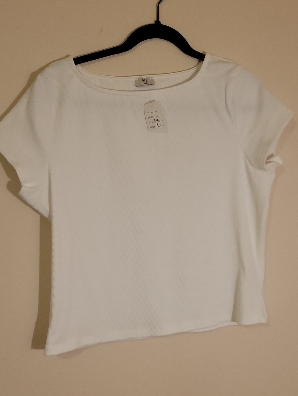 #20 NLT White Short-Sleeve Ribbed Tee